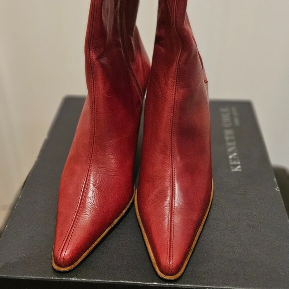 Kenneth Cole New York Red Leather Booties - Picture 1 of 10